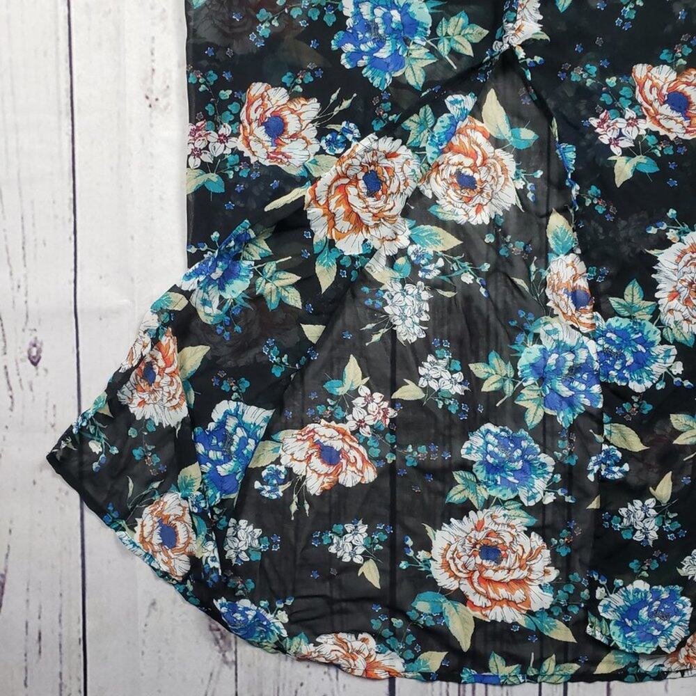 As U Wish Off-Shoulder Black Floral Short Sleeve Maxi Dress Women's Size Medium - Picture 9 of 11